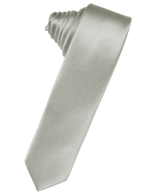 Platinum Solid Satin Skinny Suit Tie