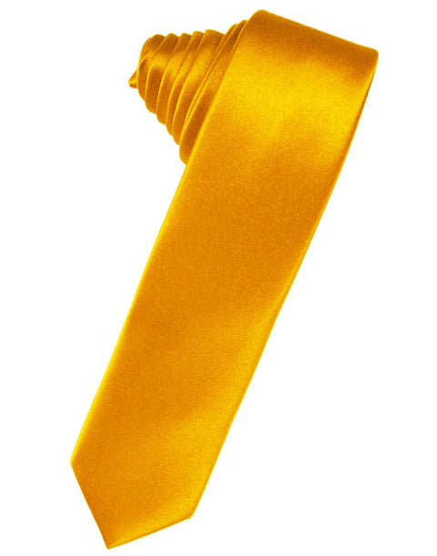 Tangerine Solid Satin Skinny Suit Tie