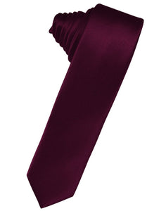 Wine Solid Satin Skinny Suit Tie