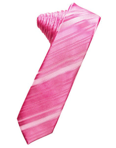 Bubblegum Striped Satin Skinny Suit Tie