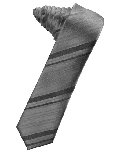 Charcoal Striped Satin Skinny Suit Tie