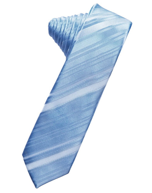 Cornflower Striped Satin Skinny Suit Tie