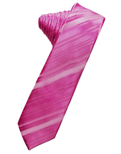 Fuchsia Striped Satin Skinny Suit Tie