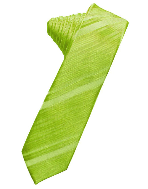Lime Striped Satin Skinny Suit Tie