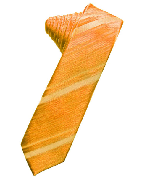 Mandarin Striped Satin Skinny Suit Tie