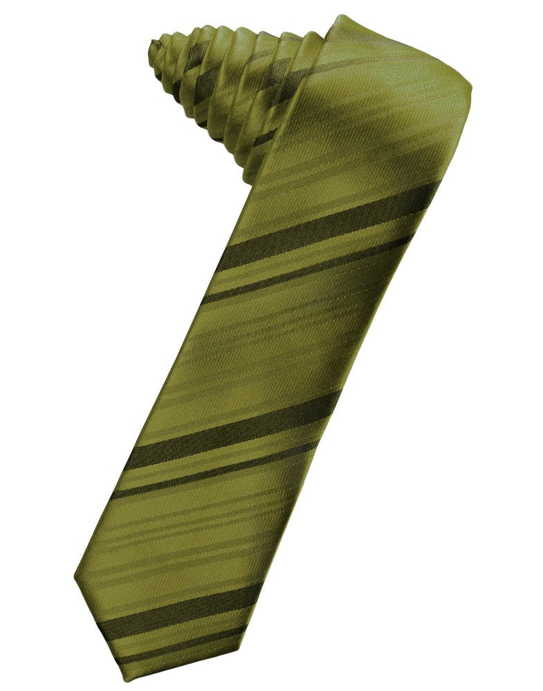 Moss Striped Satin Skinny Suit Tie