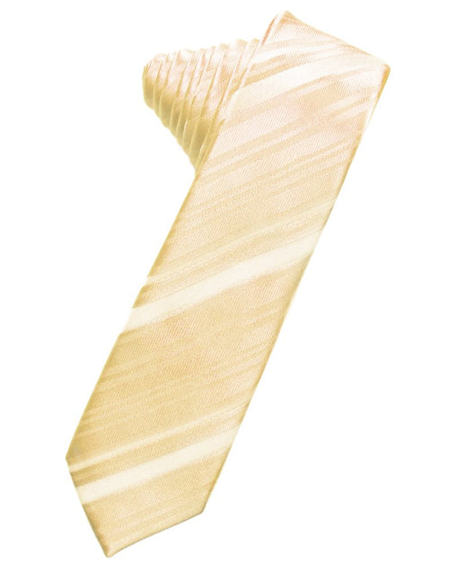 Peach Striped Satin Skinny Suit Tie