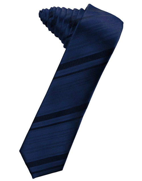 Peacock Striped Satin Skinny Suit Tie