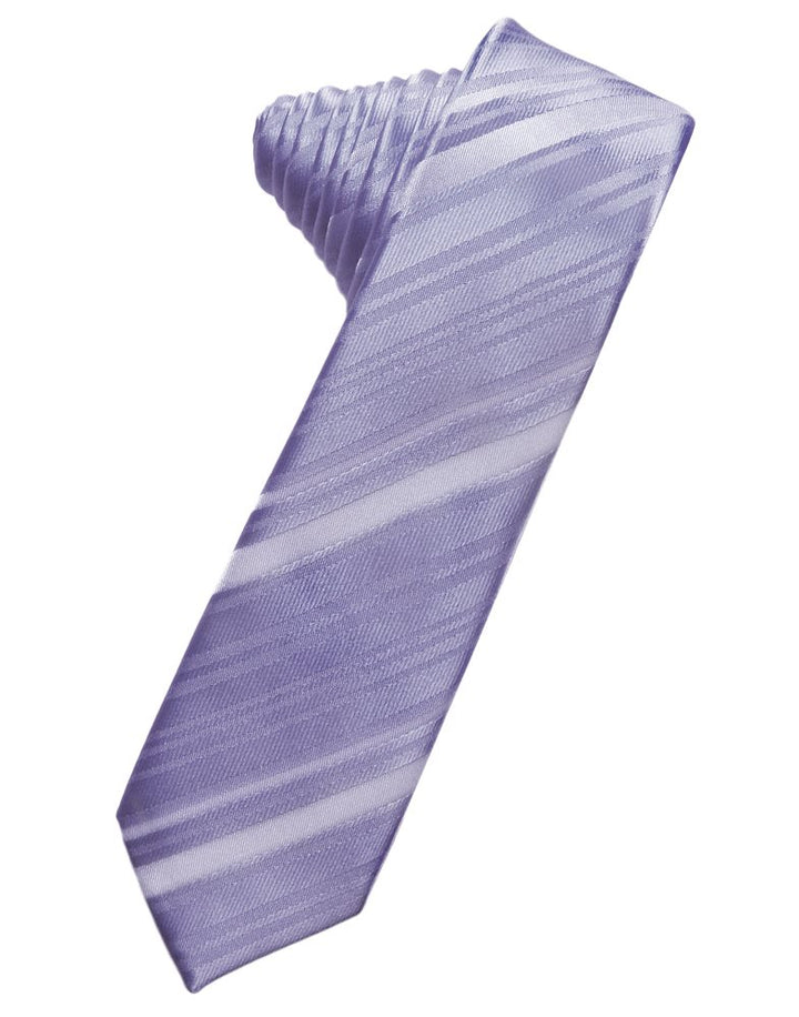 Periwinkle Striped Satin Skinny Suit Tie
