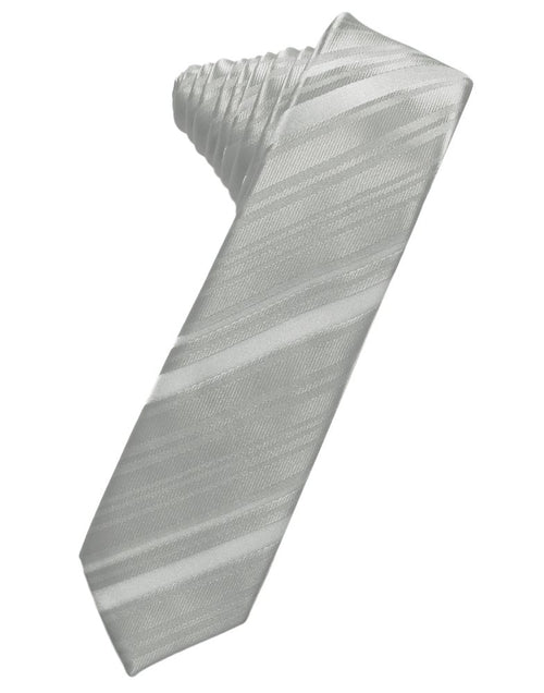 Platinum Striped Satin Skinny Suit Tie