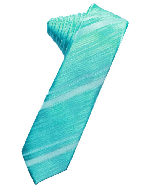 Pool Striped Satin Skinny Suit Tie