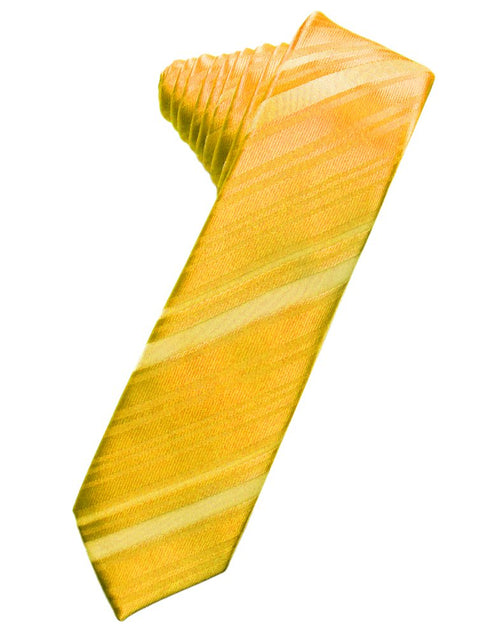 Tangerine Striped Satin Skinny Suit Tie