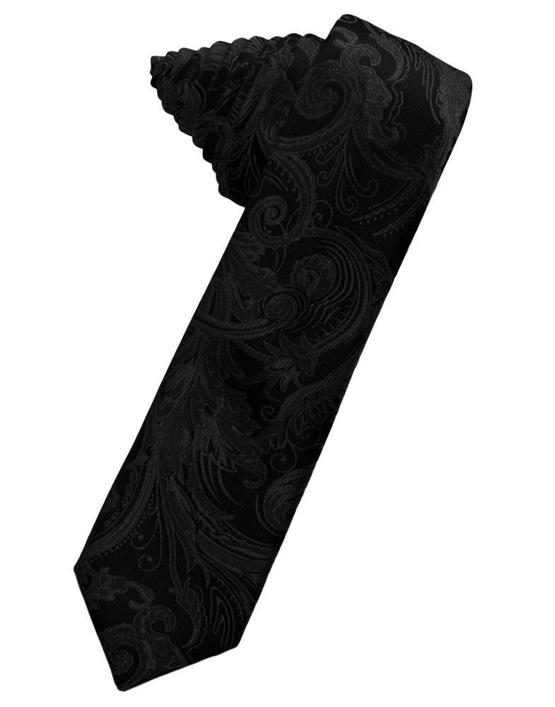 Black Tapestry Skinny Suit Tie