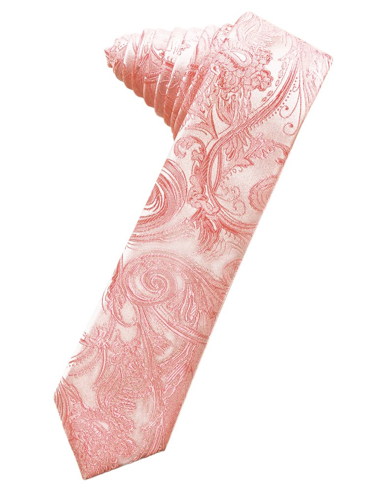 Coral Tapestry Skinny Suit Tie