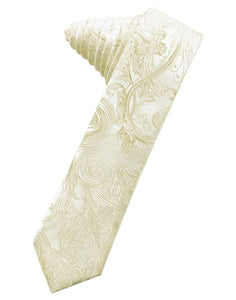 Ivory Tapestry Skinny Suit Tie