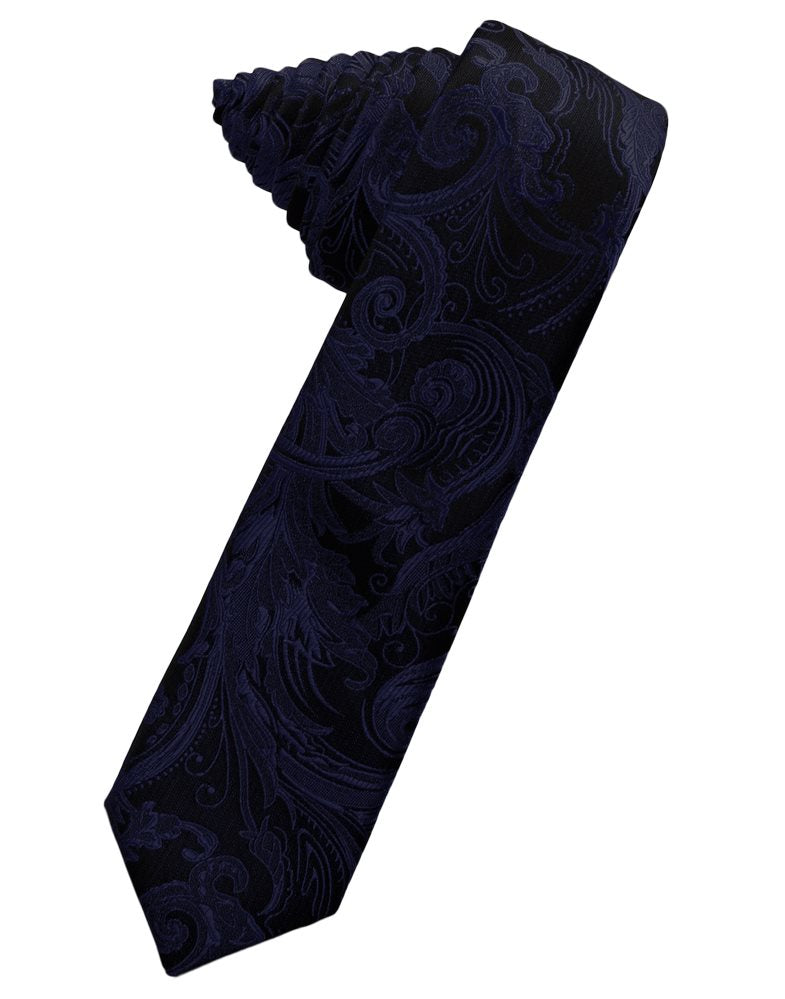 Midnight Blue Tapestry Skinny Suit Tie