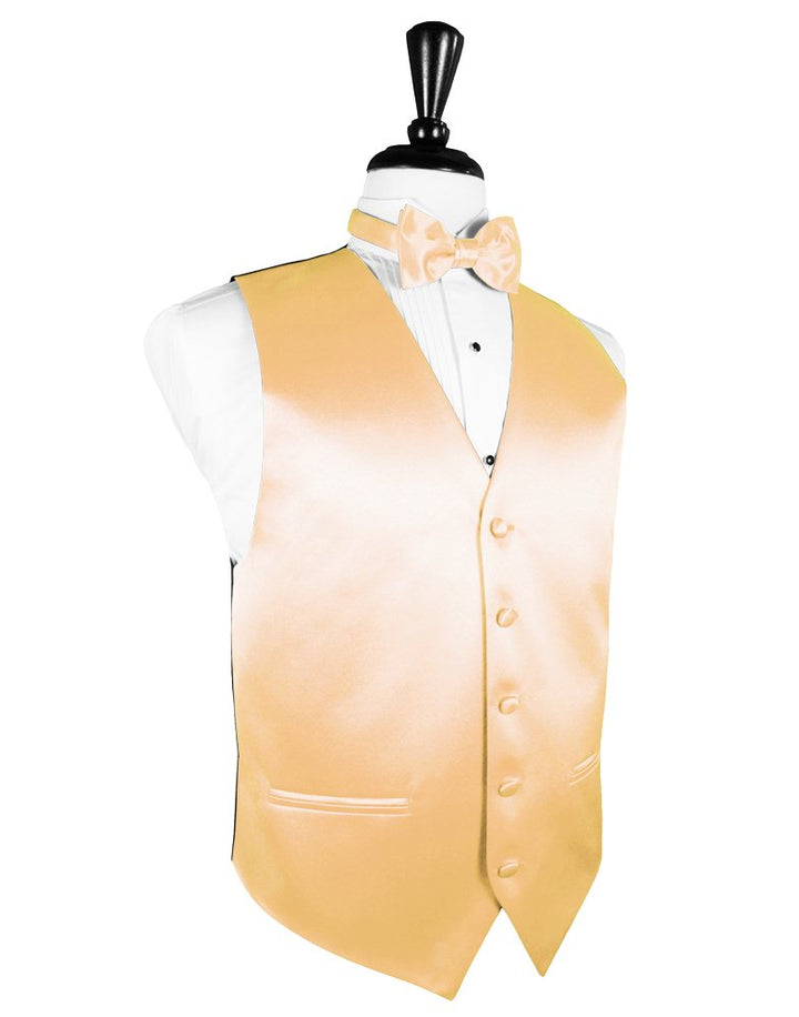 Apricot Solid Satin Vest