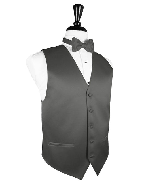 Charcoal Solid Satin Vest
