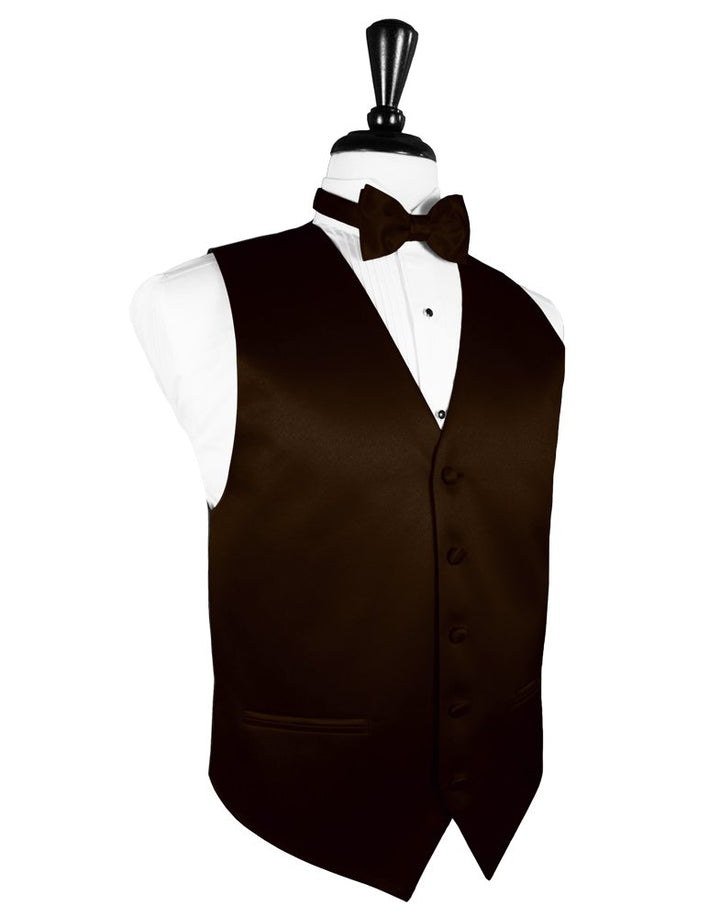 Chocolate Solid Satin Vest