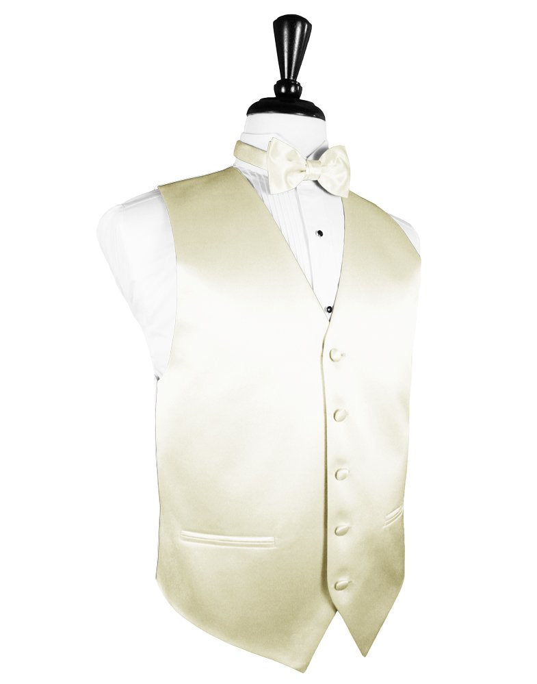 Ivory Solid Satin Vest