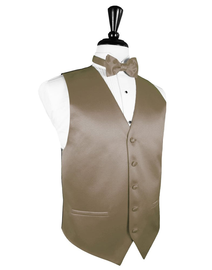 Latte Solid Satin Vest