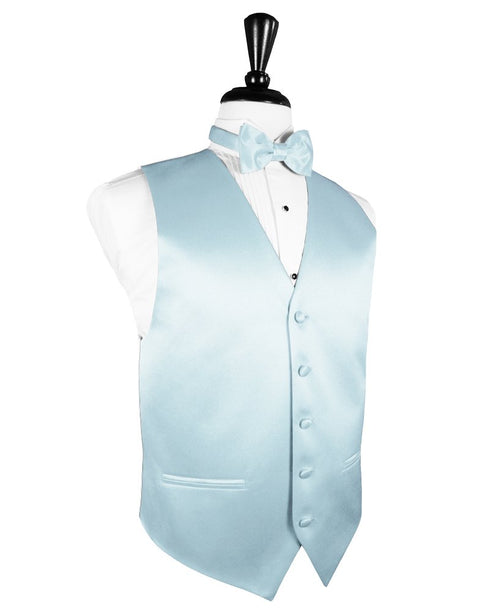 Light Blue Solid Satin Vest