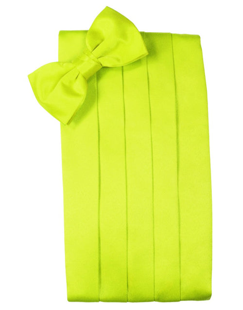 Lime Solid Satin Cummerbund