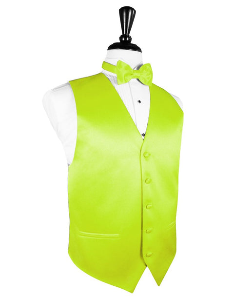 Lime Solid Satin Vest