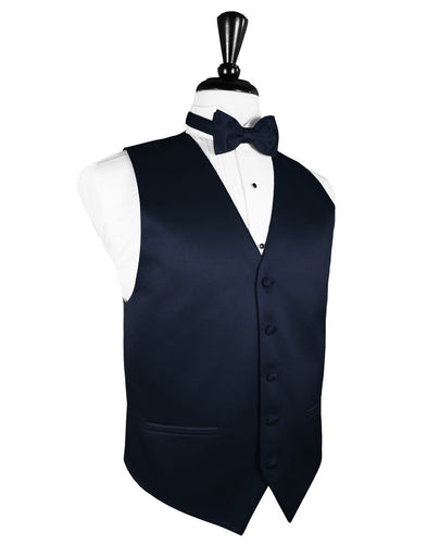 Midnight Blue Solid Satin Vest