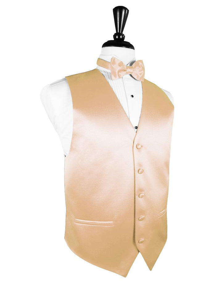 Peach Solid Satin Vest