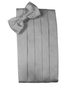 Silver Solid Satin Cummerbund