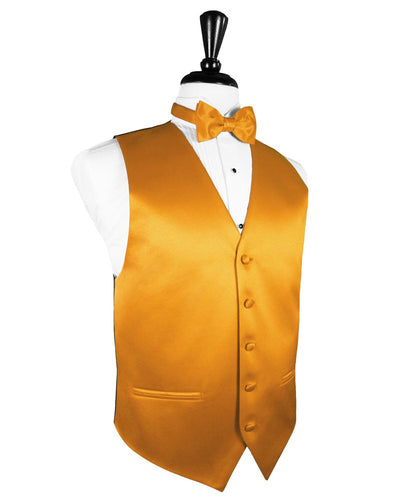 Tangerine Solid Satin Vest