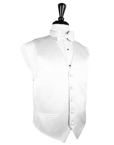 White Solid Satin Vest