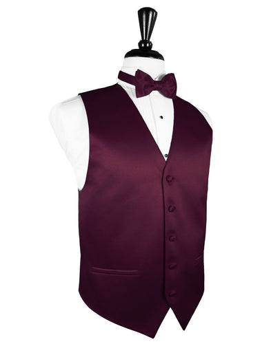 Wine Solid Satin Vest
