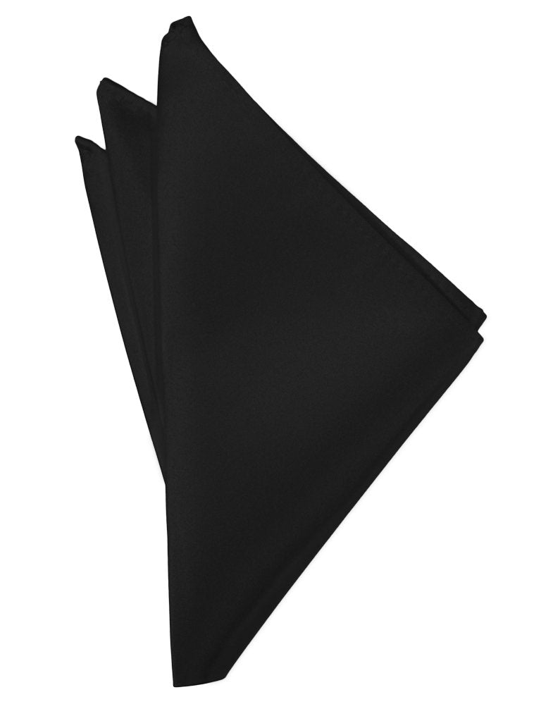 Black Solid Satin Pocket Square