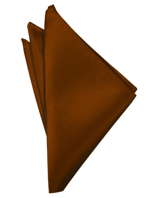 Cognac Solid Satin Pocket Square