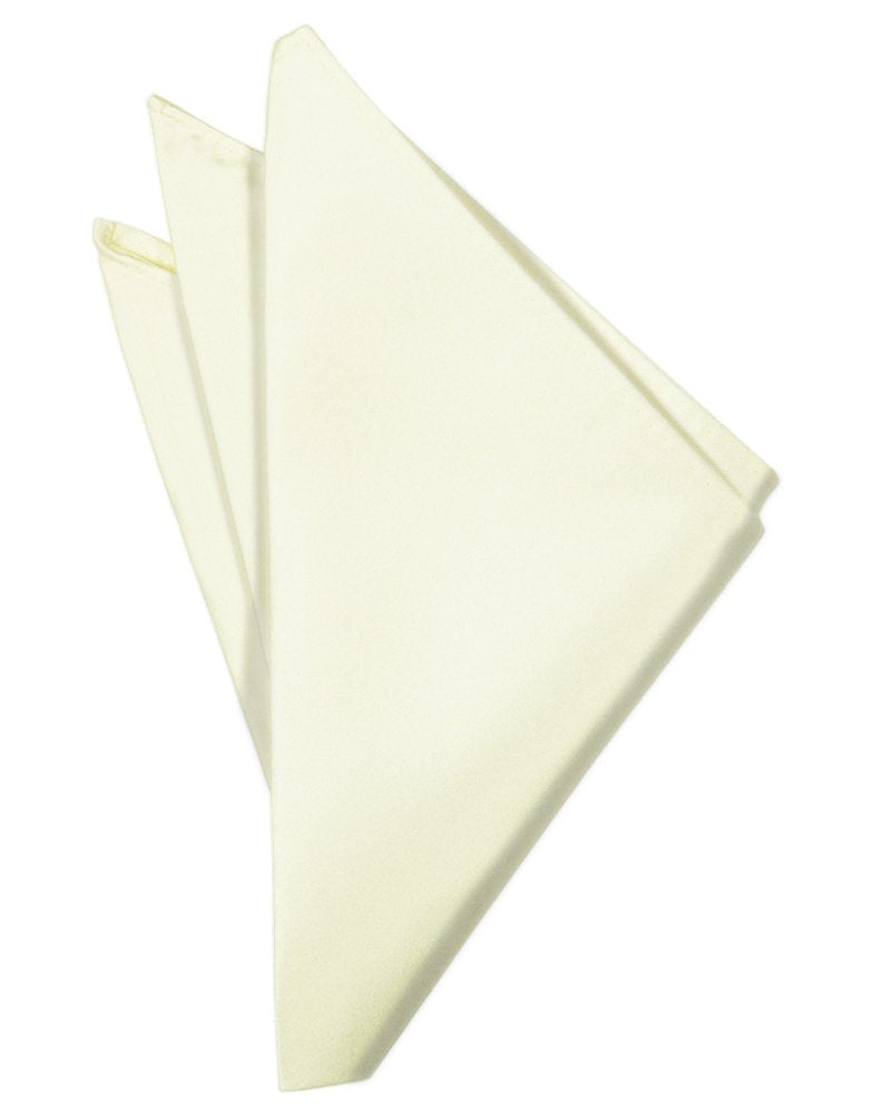 Ivory Solid Satin Pocket Square