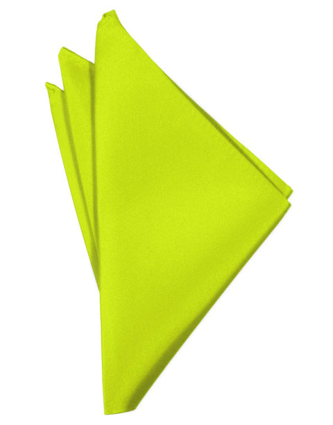 Lime Solid Satin Pocket Square