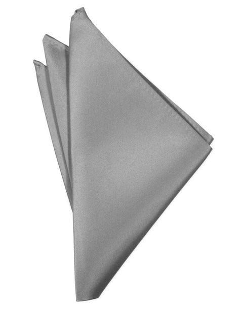 Silver Solid Satin Pocket Square