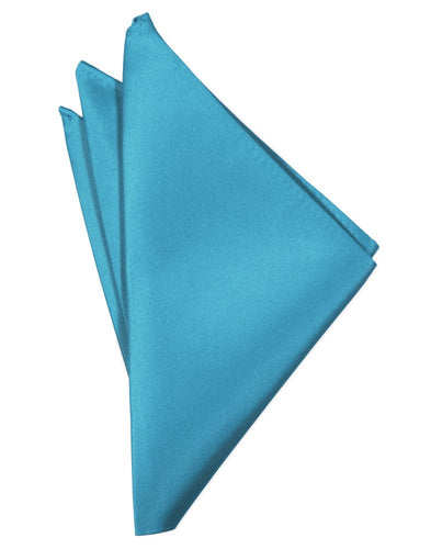Turquoise Solid Satin Pocket Square