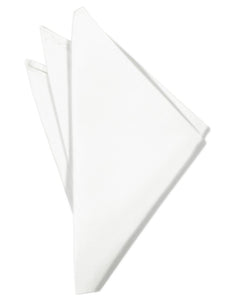 White Solid Satin Pocket Square