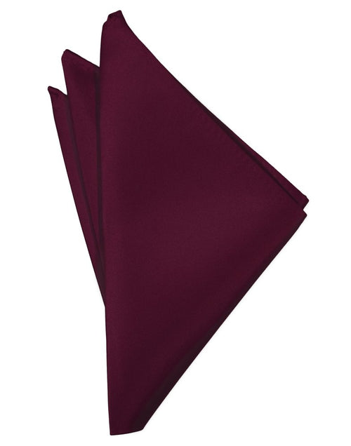 Wine Solid Satin Pocket Square