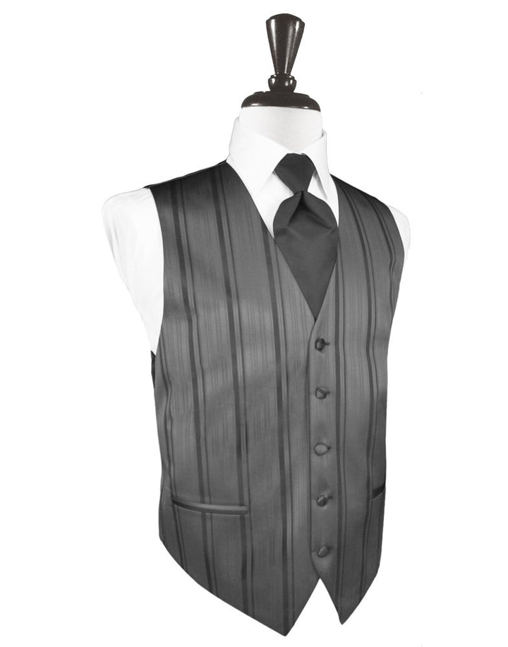 Charcoal Striped Satin Vest