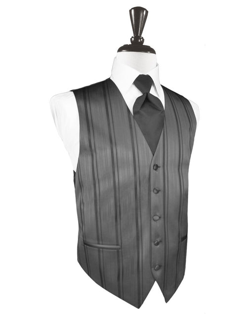 Charcoal Striped Satin Vest