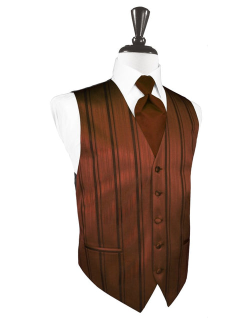 Cognac Striped Satin Vest