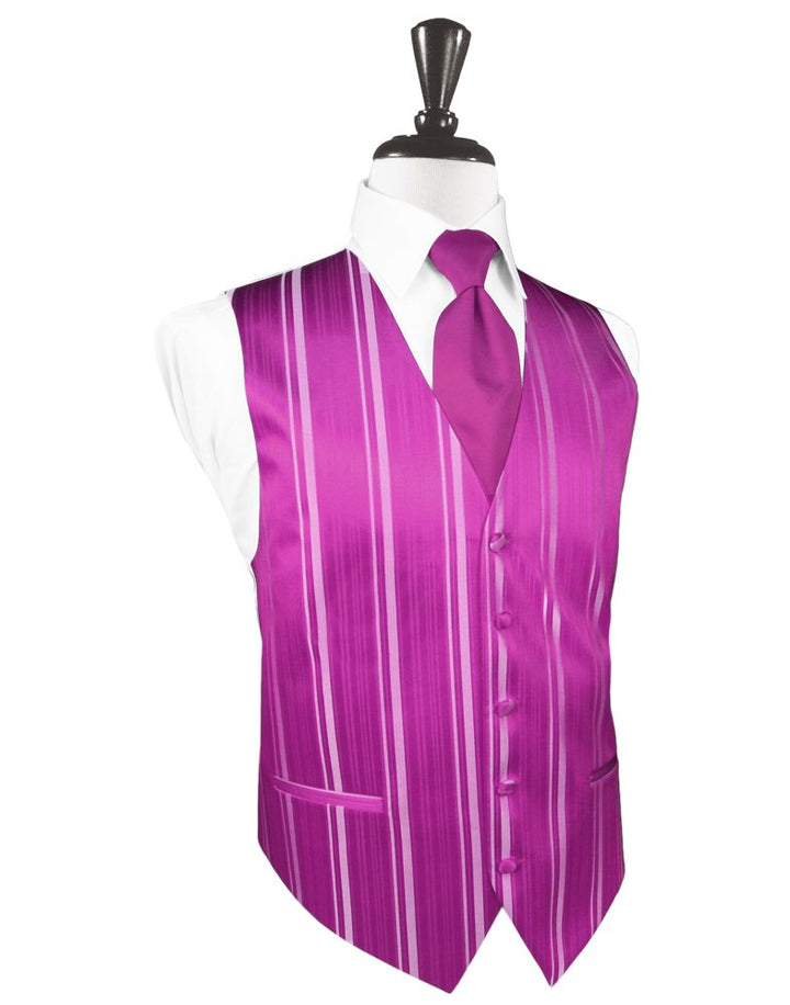 Fuchsia Striped Satin Vest