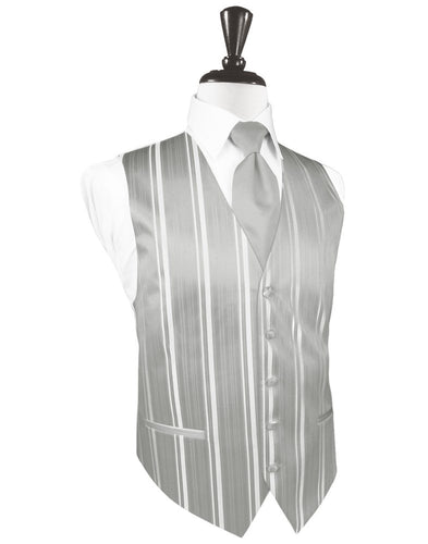 Platinum Striped Satin Vest
