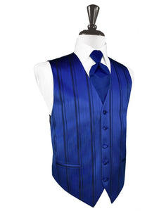 Royal Blue Striped Satin Vest