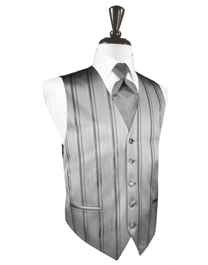 Silver Striped Satin Vest