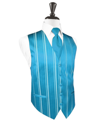 Turquoise Striped Satin Vest